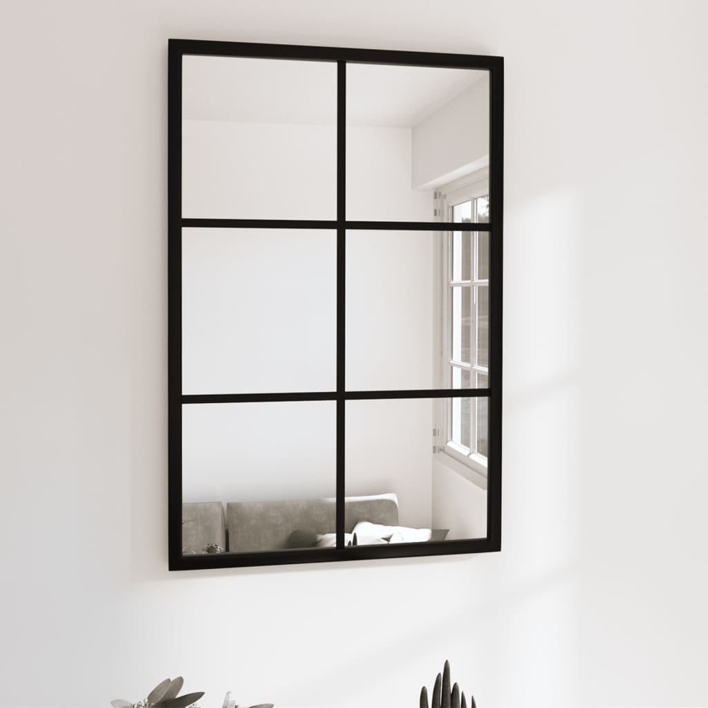 vidaXL Wall Mirror Black 23.6&#x22;x15.7&#x22; Metal