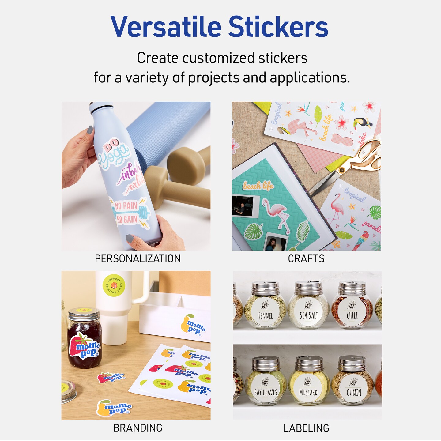 Avery Vinyl Sticker Paper, 8.5&#x22; x 11&#x22; Rectangle