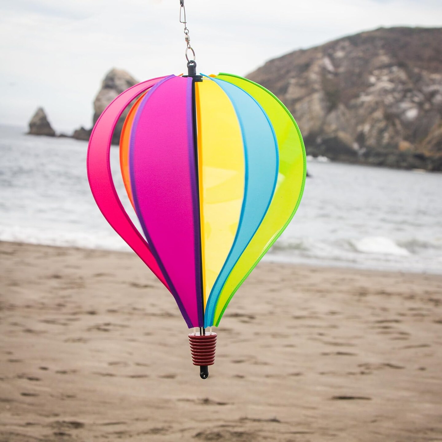 In the Breeze 0972 — Fiesta 6-Panel Fabric Hot Air Balloon — Colorful, Vibrant Hanging Outdoor Wind Spinner