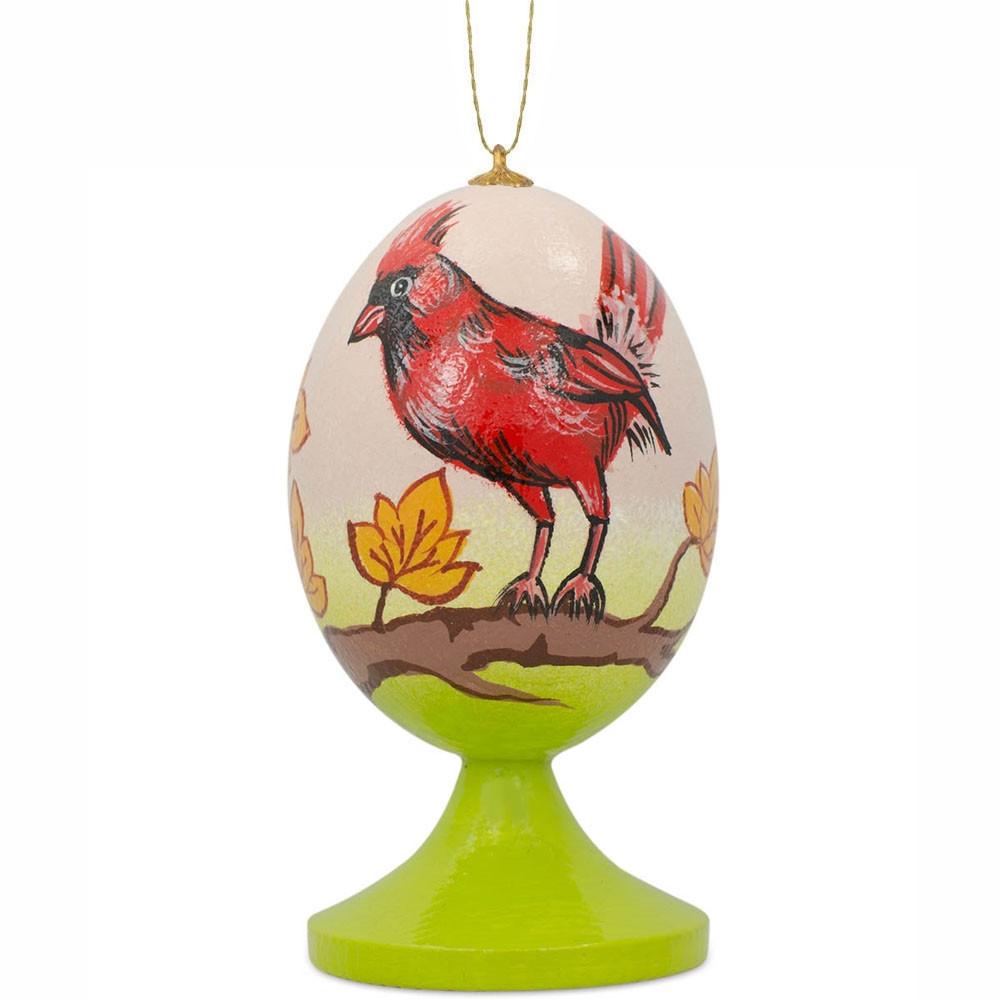 Red Cardinal Bird on Autumn Branch Wooden Christmas Ornament