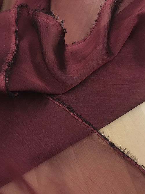 1 Yard Burgundy Two-Tone Chiffon Fabric 58/59" Wide Sheer Polyester Material