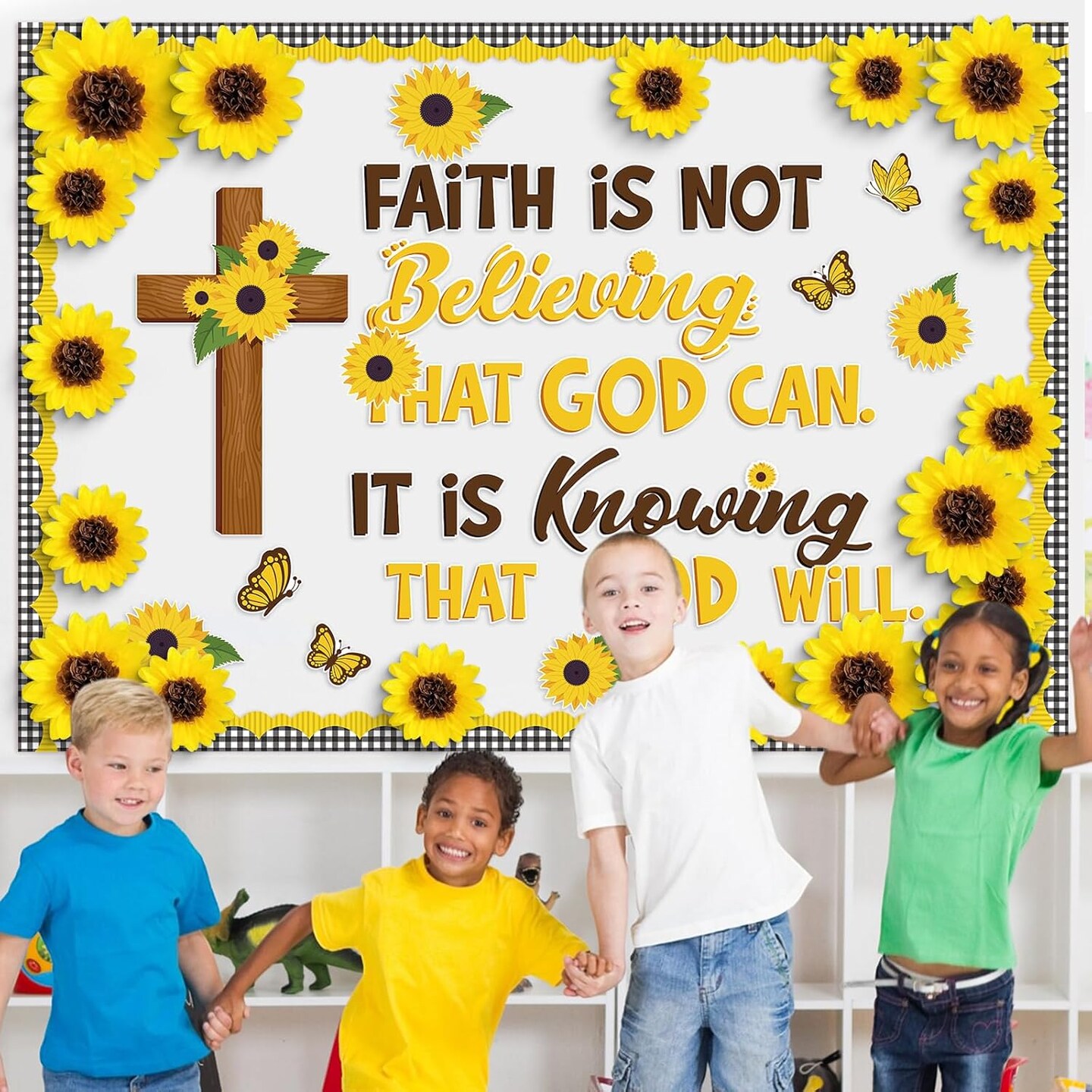 Christian Bulletin Board Decoration Set 3D Sunflower Classroom Decorations