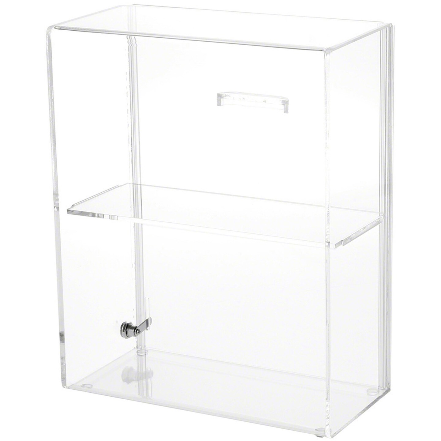 Plymor Clear Acrylic Locking Display Case with Sliding Back, 1 Shelf