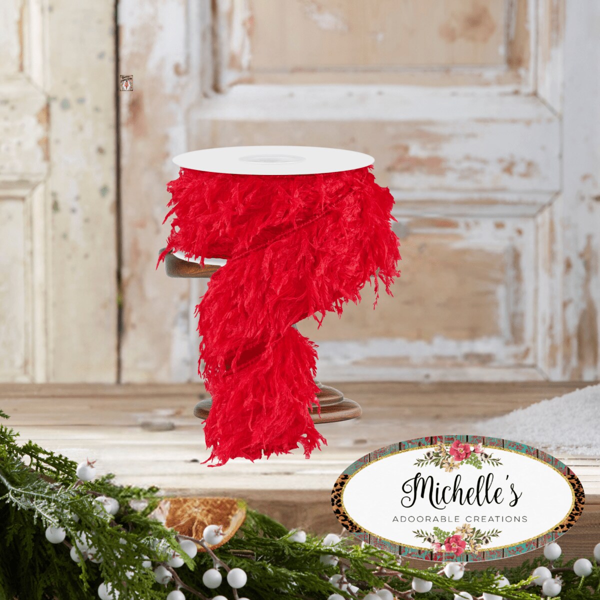 2.5&#x22; Furry Ribbon: Red (10 Yards)