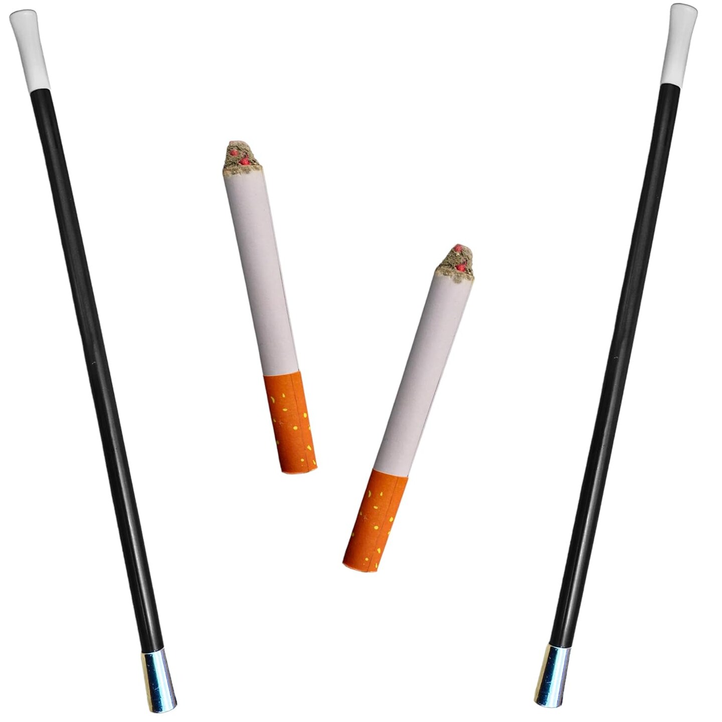 4E&#x27;s Novelty 2 Long Cigarette Holders &#x26; 2 Fake Puff Cigarettes with Smoke &#x2013; 1920s Flapper, Gatsby, Gangster, Theater, Movie &#x26; Halloween Costume Accessories for Women, Men, Photo Props, Stage Performance