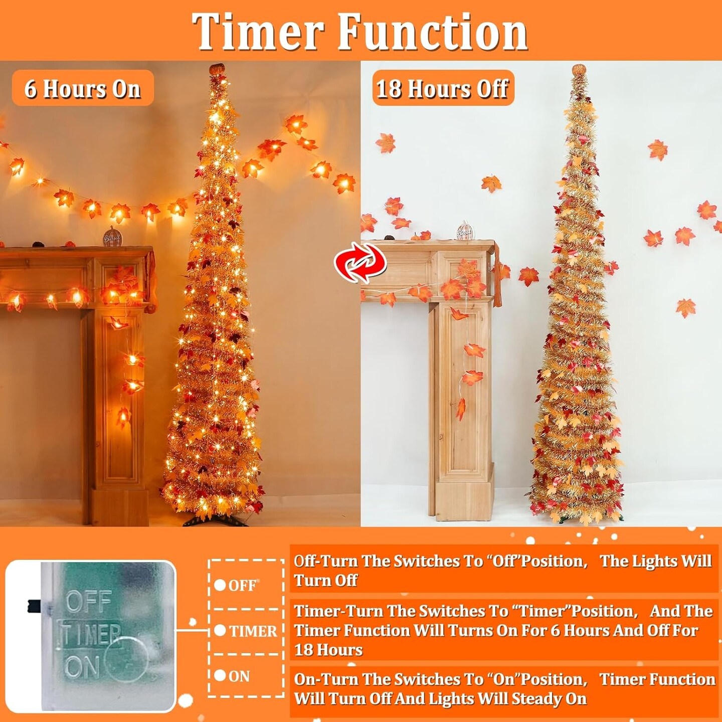 6 FT Lighted Fall Tree Fall Decor
