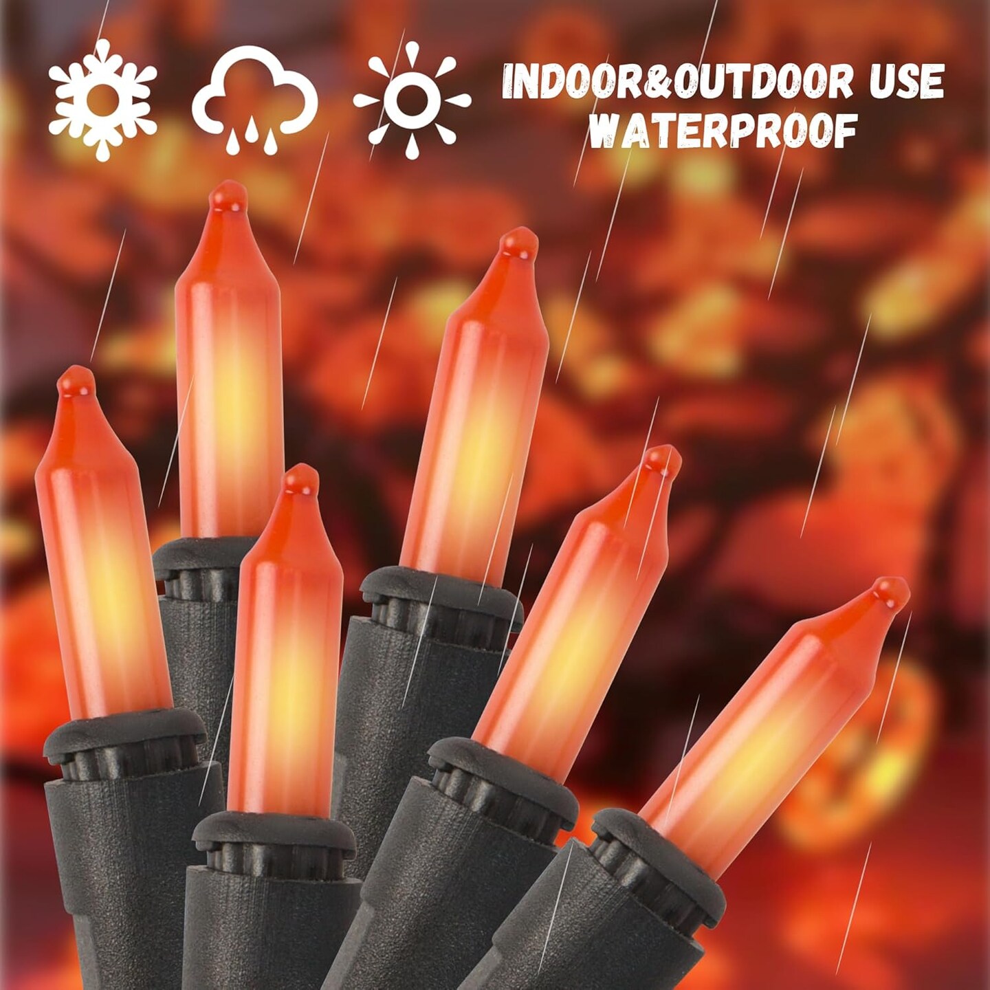 100 Count 21ft Mini Orange String Lights Plug in for Halloween Decorations