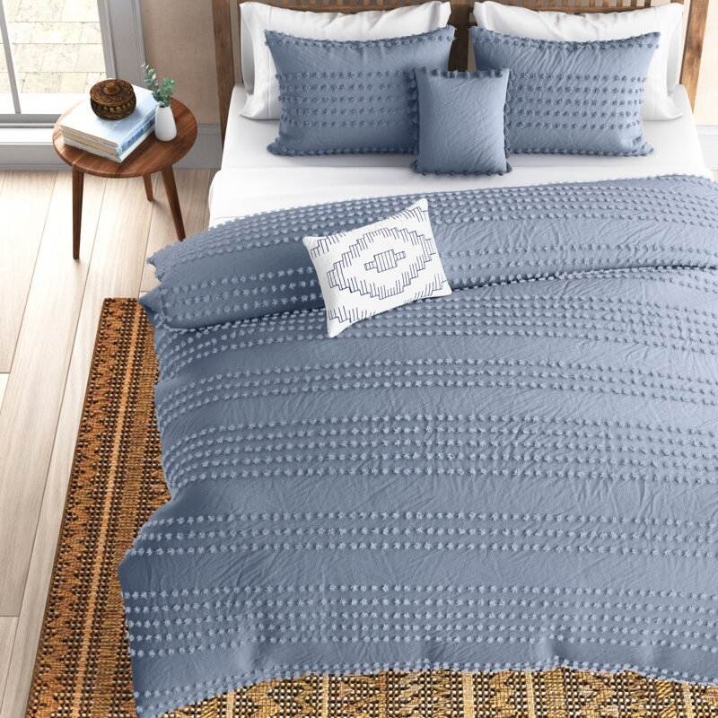 Boho Style Cotton Clip Dot 5-Piece Comforter Set
