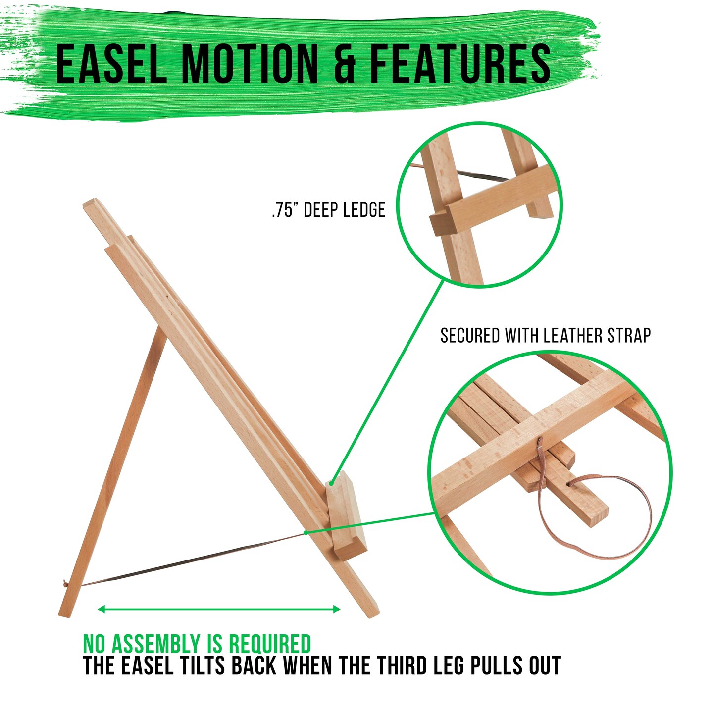 14&#x22; Medium Tabletop Display Stand A-Frame Artist Easel - Beechwood Tripod, Painting Party Easel, Portable Kids Students Classroom Table School Desktop