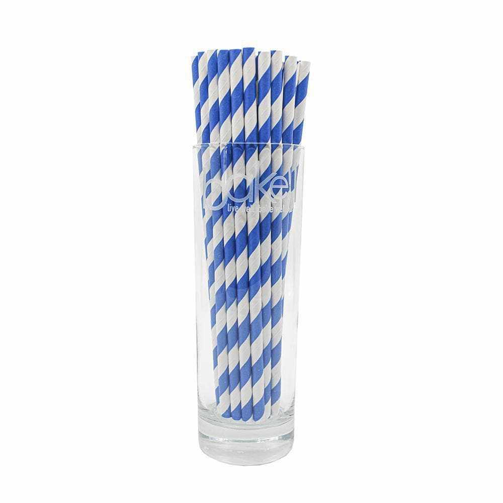 Blue and White Candy Cane Stripe Cake Pop Party Straws