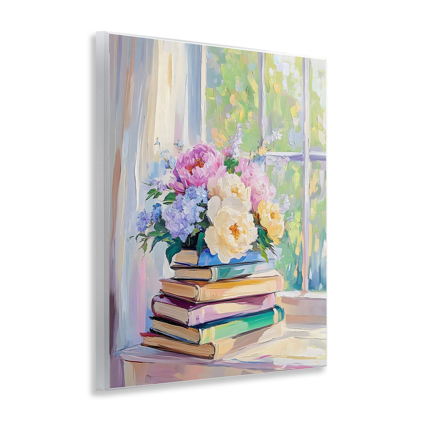 Stupell Industries Pastel Floral Book Stack Wall Plaque Art, design by Arlington Prints