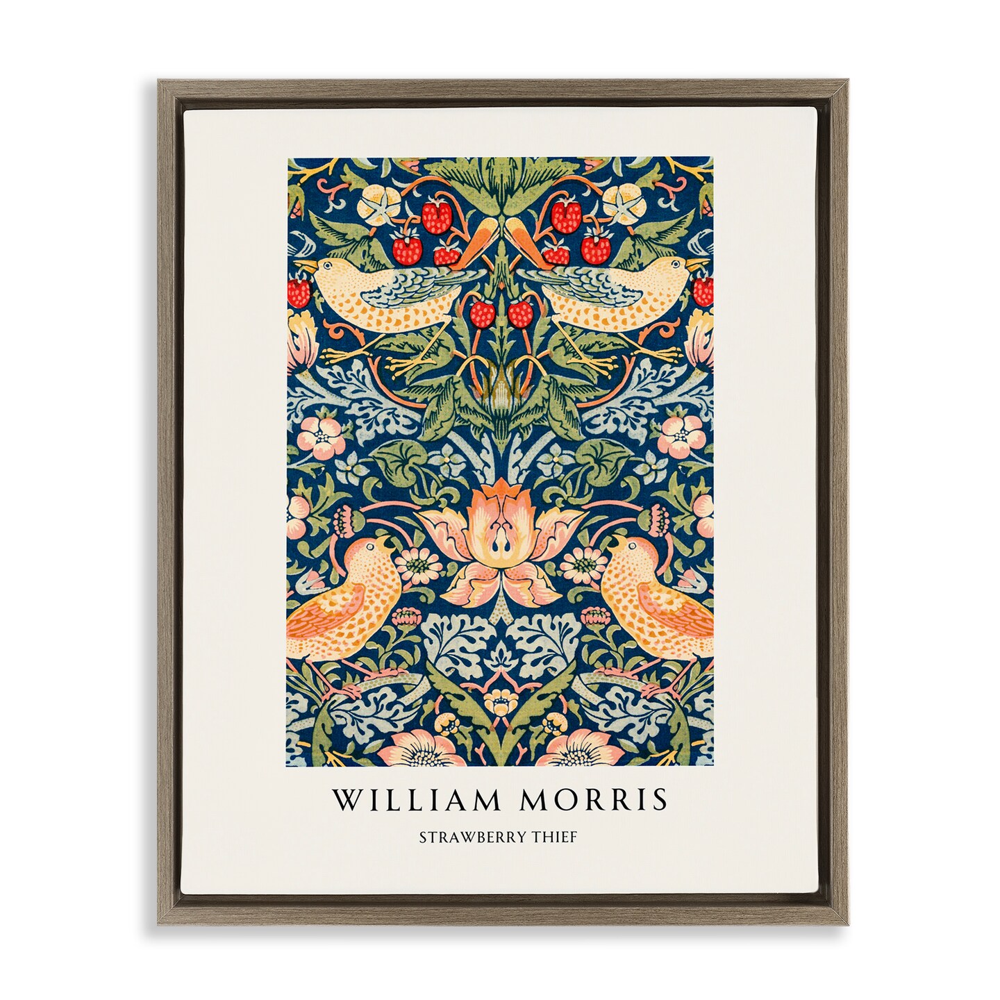 Stupell Industries William Morris Strawberry Thief Black Framed Floater Canvas Wall Art, design by Vintage Hustle