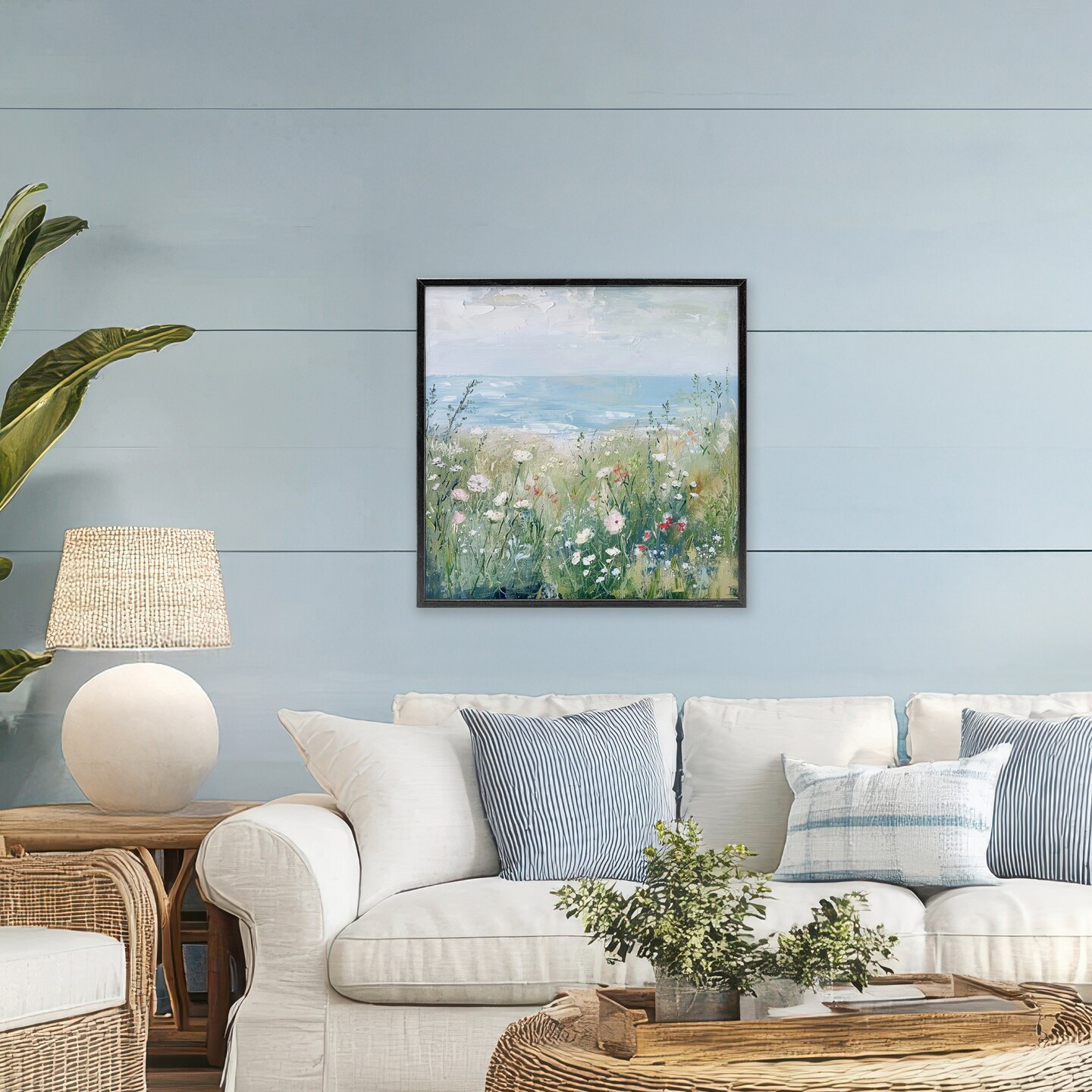 Stupell Industries Wildflowers By The Sea Black Framed Giclee Art, design by Creative Studio