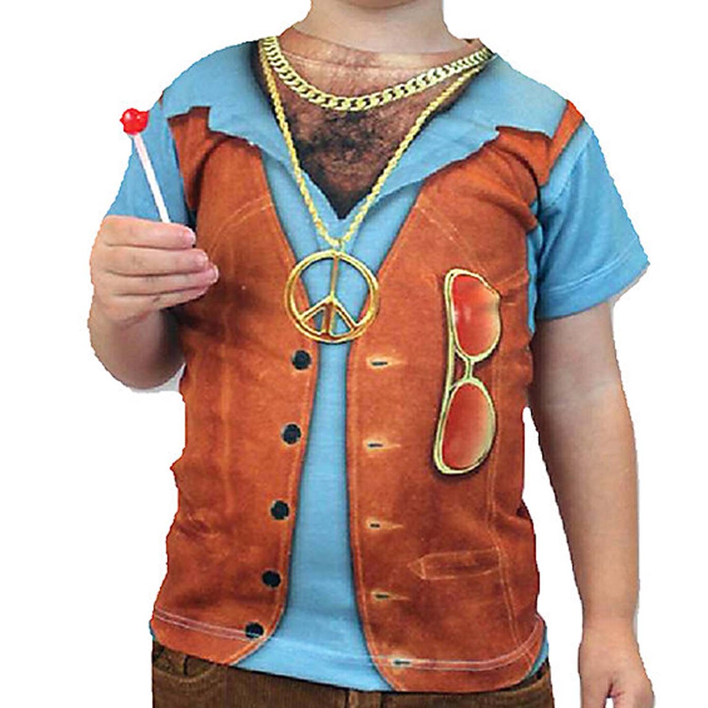 Boy&#x27;s Hairy Chest Hippie Child Costume Child Large