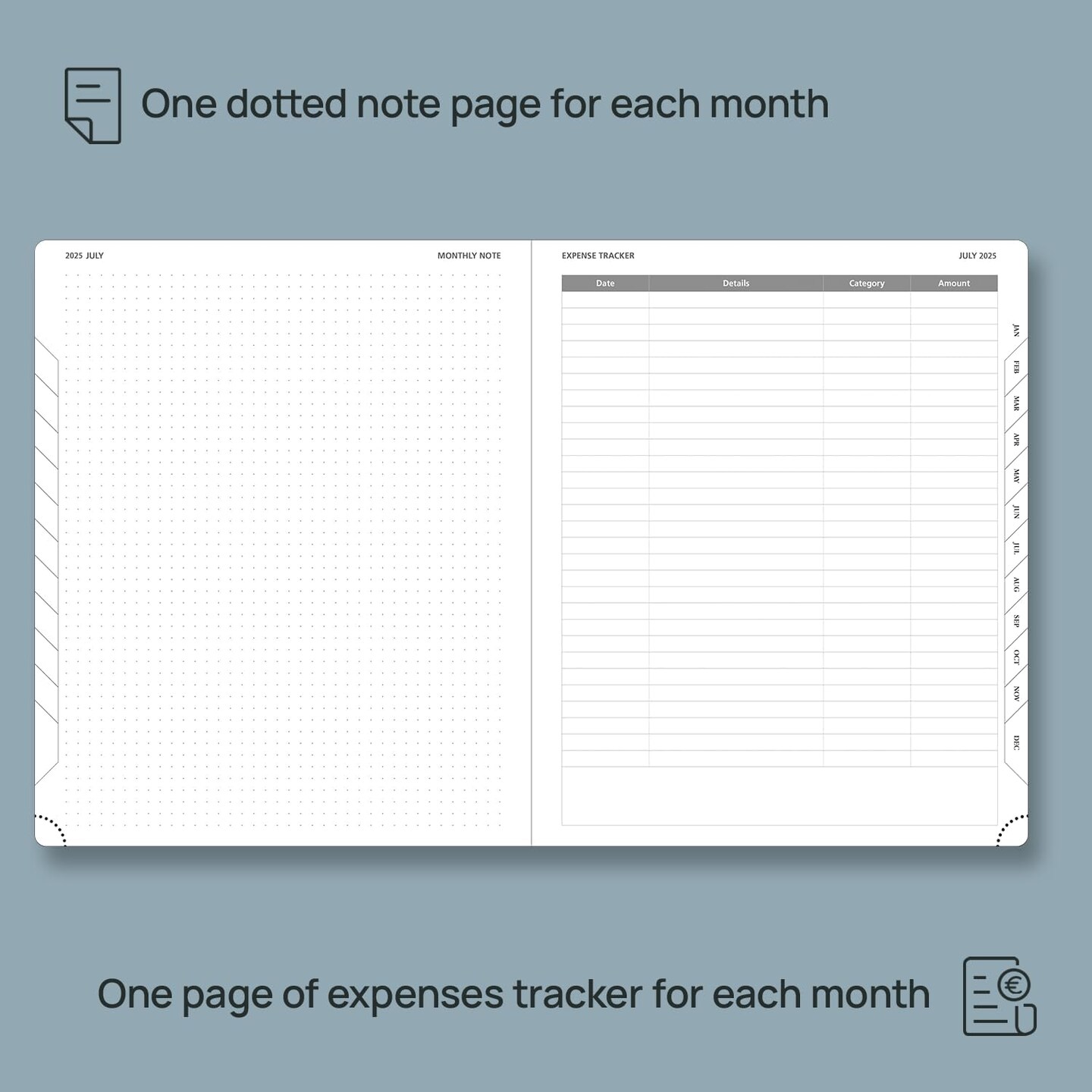 POPRUN Monthly Planner 2025-2026 (Large- 8.5&#x22; x 10.5&#x22; Soft Cover), 18-Month Calendar Book (January 2025-June 2026), Calendar Planner with Monthly Tabs &#x26; Pocket, 100 GSM Paper - Black