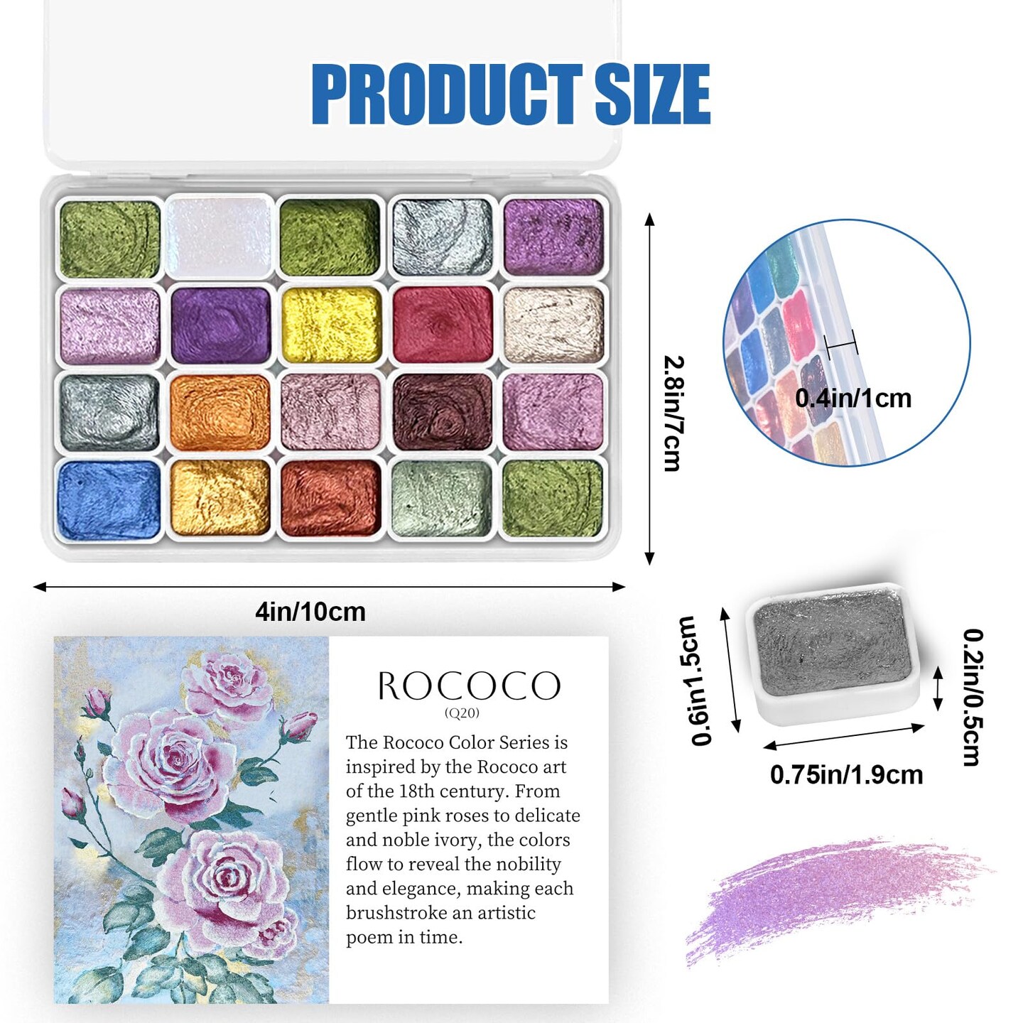 CraftyManor Mini Forestry Shifting Watercolor Painting Set, 40 Color Shifting Watercolor Paint Set, Shimmer Metallic Watercolor Paints Set, Glitter Watercolor Paint, Solid, Rococo & DunHuang Style