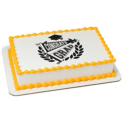 Congrats Grad Pennants PhotoCake&#xAE; Edible Cake Topper Icing Image for 1/4 Sheet cake or larger