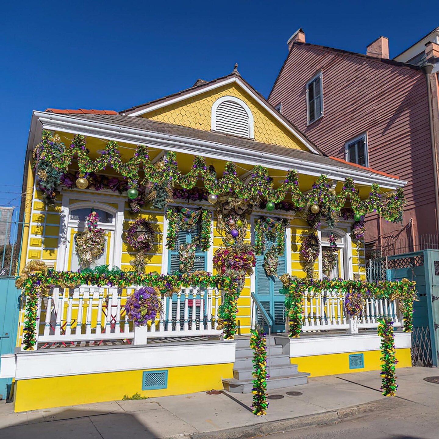 33 Ft Mardi Gras Tinsel Garland – Purple, Green & Gold Metallic Party Decor