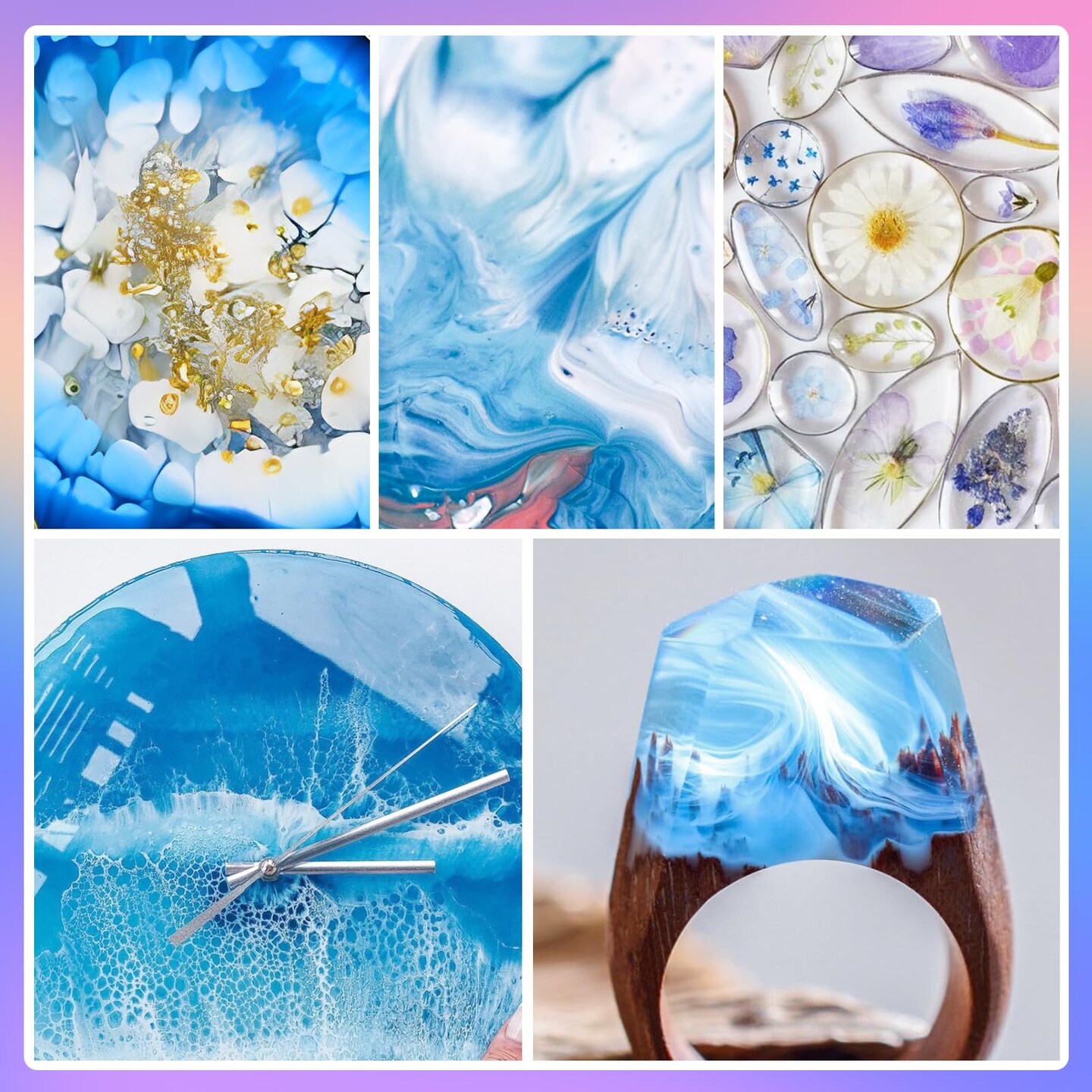 32OZ Epoxy Resin, Crystal Clear, No Yellowing &#x26; No Bubbles, Self-Leveling Coating &#x26; Casting Resin for Table Tops, Molds, DIY Projects &#x2013; 1:1 Ratio (16OZ x 2)
