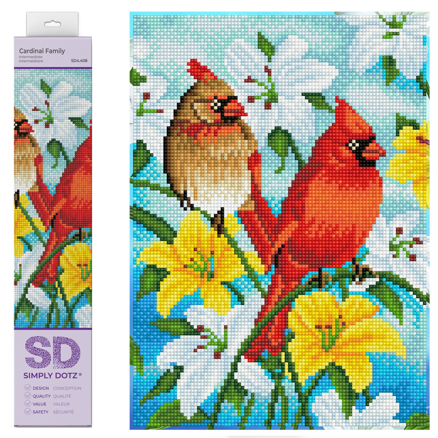 Diamond Dotz Kits - Cardinal Family, Full Drill, Round Dotz, Diamond Painting Kits, Diamond Art Kits for Adults, Diamond Art Cardinals,  Diamond Art, Diamond Dotz Kits, 13.8&#x22;x9.8&#x22;