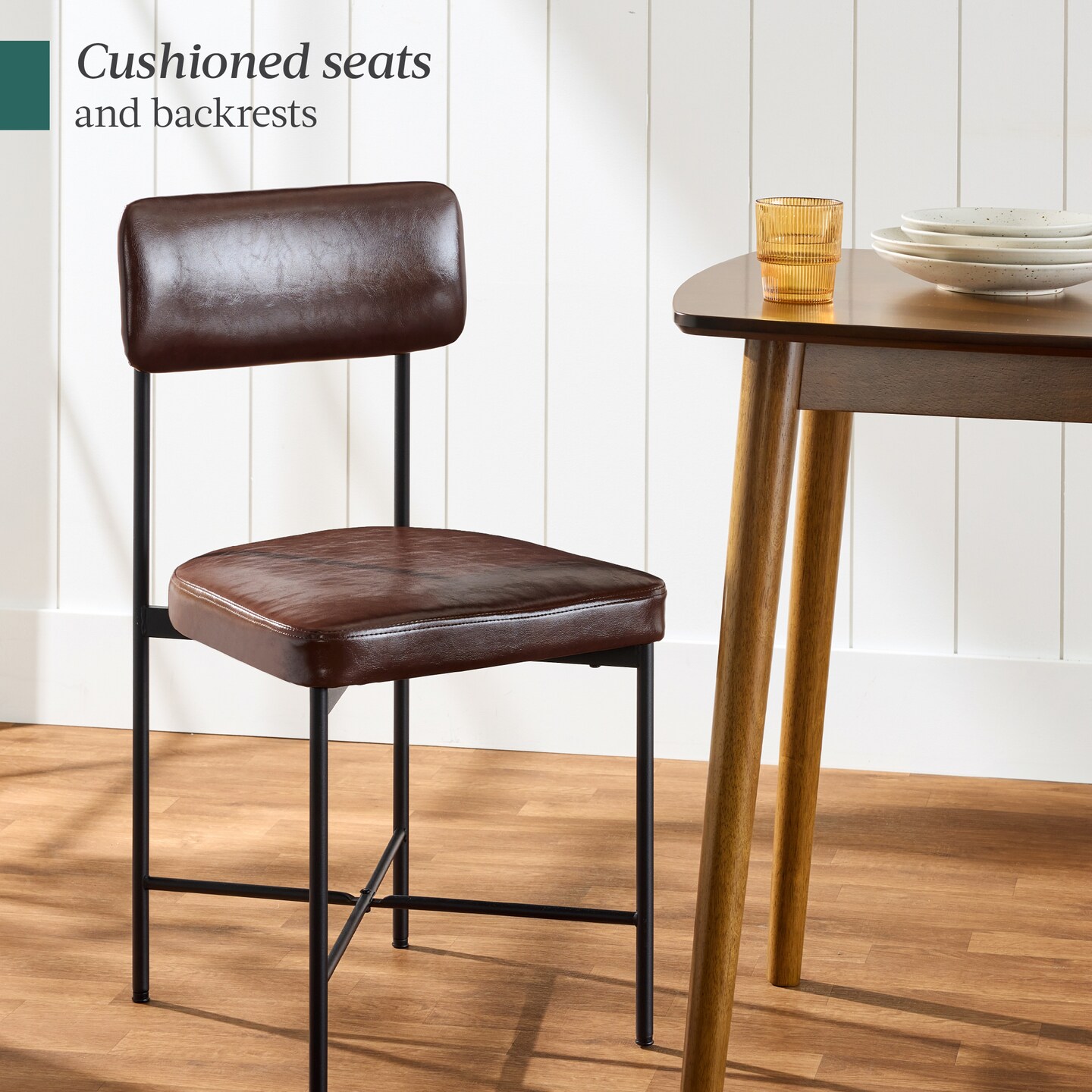 Best Choice Products Faux Leather Dining Chair Set of 2, Standard Height w/ Metal Frame