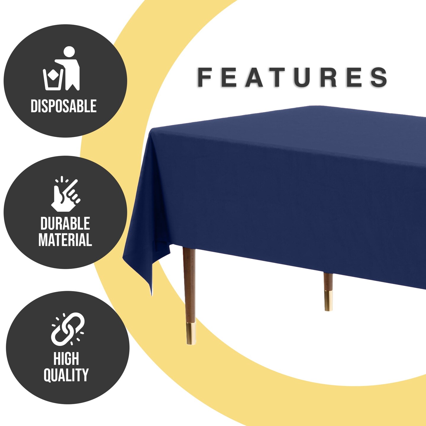 Exquisite 12-Pack Premium Plastic Tablecloth 54in. x 108in. Rectangle Plastic Table Cover
