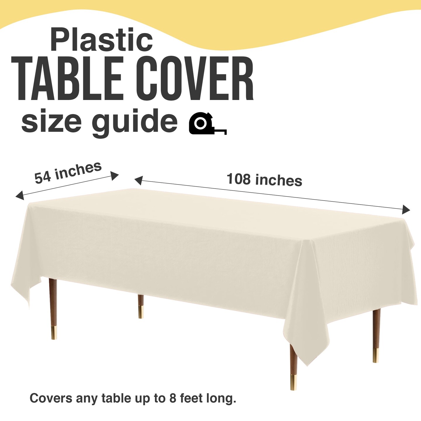 Exquisite 12-Pack Premium Plastic Tablecloth 54in. x 108in. Rectangle Plastic Table Cover