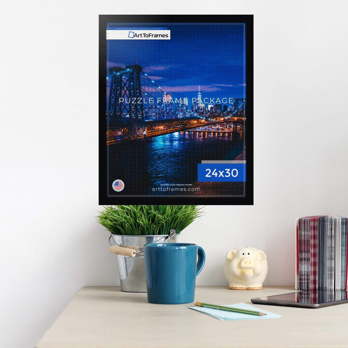 ArtToFrames 24x30 INCH / 61x76.2 CM Puzzle Frame for 1000 piece Puzzles.This 1.00 Inch Custom Wood Frame for Puzzles Comes with Economy Acrylic, Available in Multiple Colors