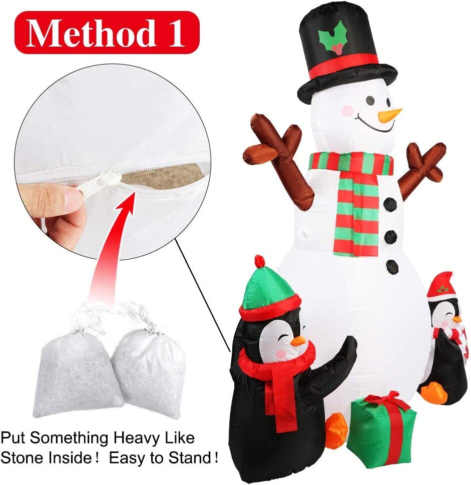 6Ft Christmas Inflatables Christmas Decorations Outdoor, Inflatable Snowman Penguin Blow up Yard Decorations with Rotating LED Lights for Indoor Outdoor Christmas Decorations Yard Garden Decor