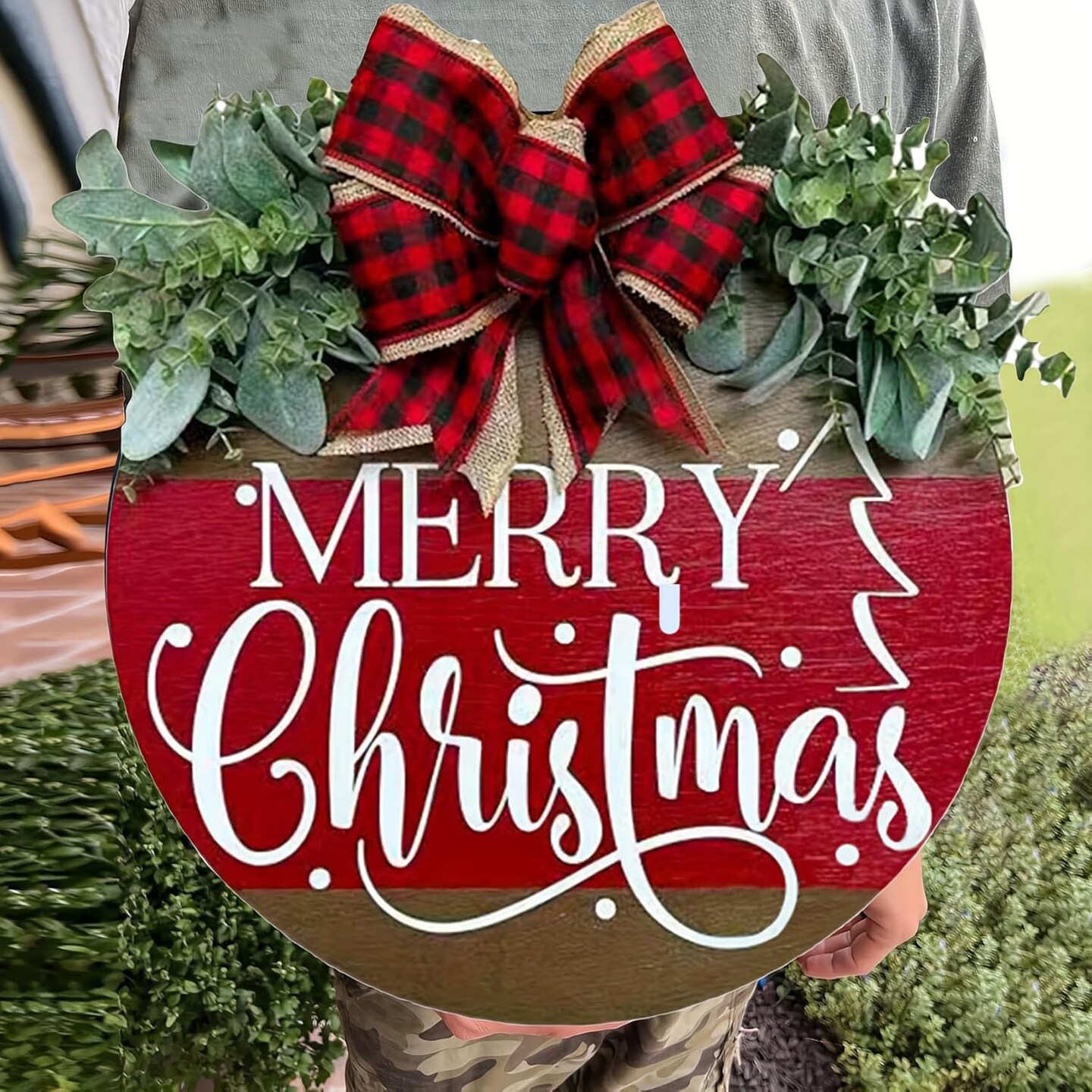 Chrismas Welcome Wreath Sign Decorations