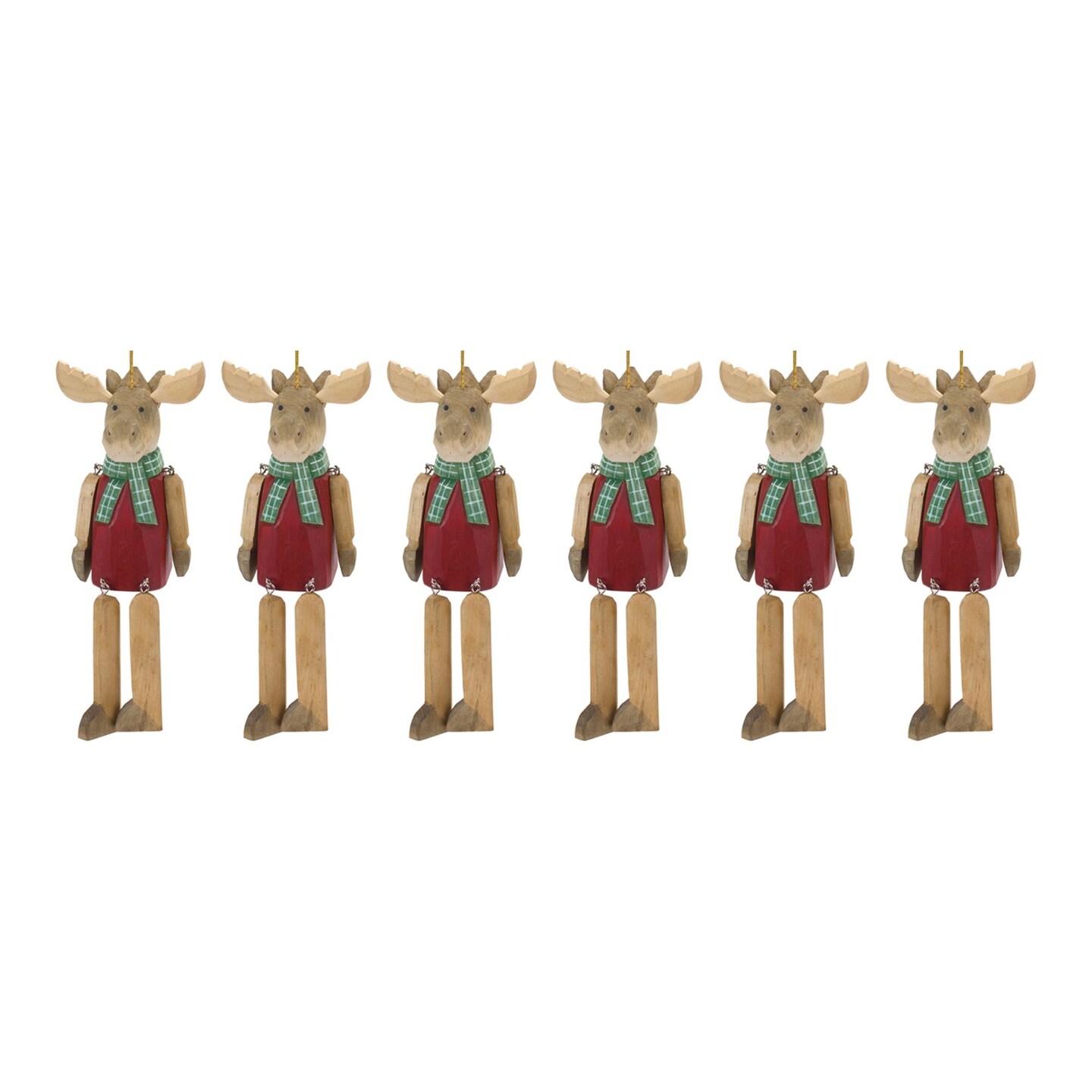Melrose Set of 6 Dangle Moose Christmas Ornaments 9&#x22;
