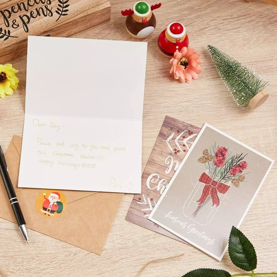 48x Christmas Cards with Envelopes, Funny Car Set Blank Greeting Cards Bulk 4x6&#x201C;