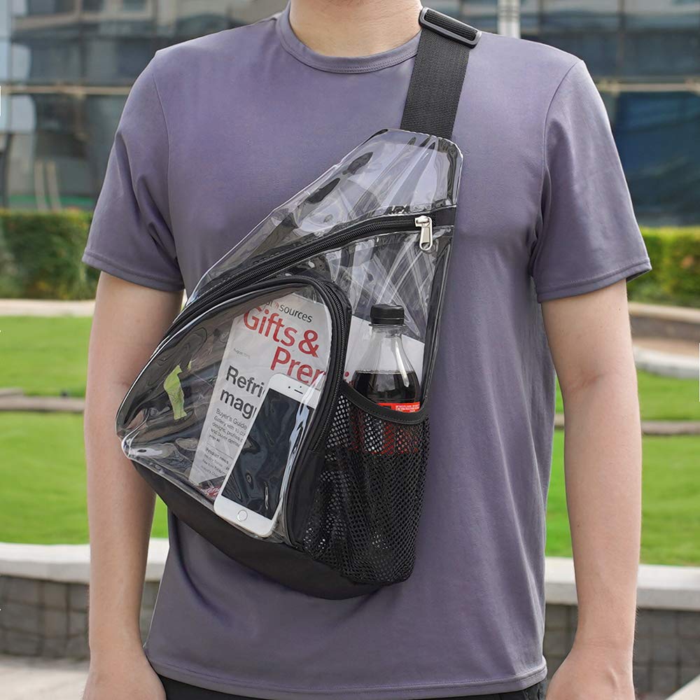 Clear PVC Sling Bag - Stadium Approved Clear Shoulder Crossbody Backpack Large