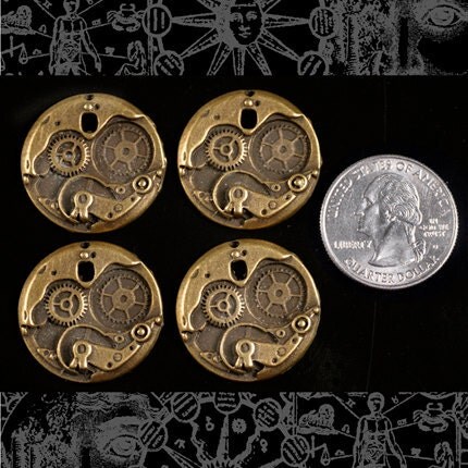 Bronze Finish Faux Pocket Watch Bronze Finish Steampunk Pocket Watches Pendants - Set of Four - ZB-P07