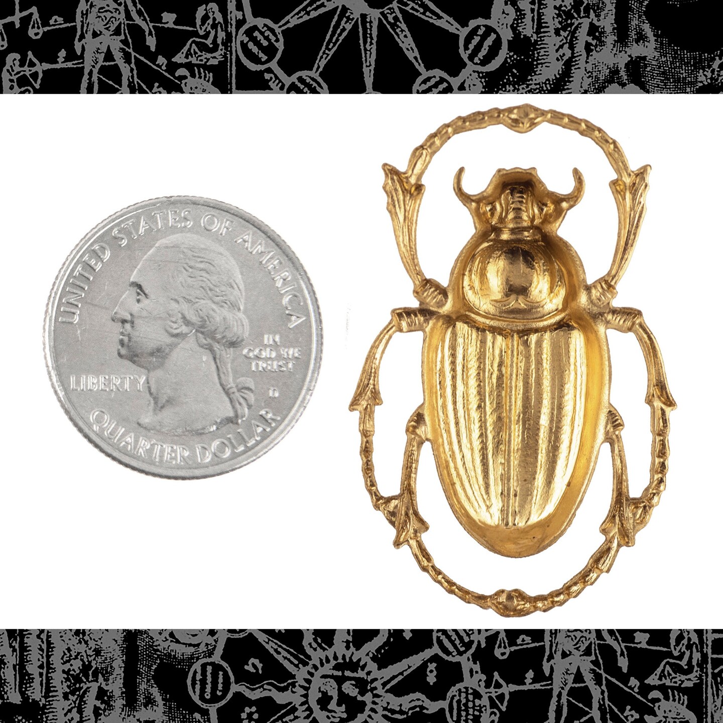Medium Raw Brass Scarab Beetle Pendant - One - XXX - B-P118