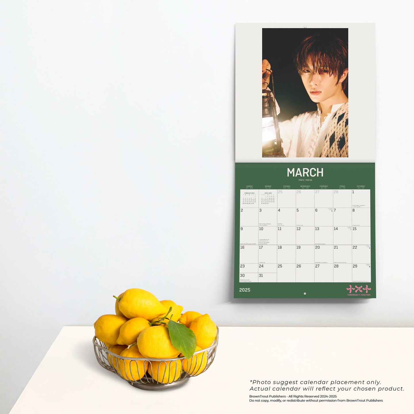 TXT OFFICIAL | 2025 12 x 24 Inch Monthly Square Wall Calendar | Plastic-Free | BrownTrout | K-Pop Korean Boy Band Temptation