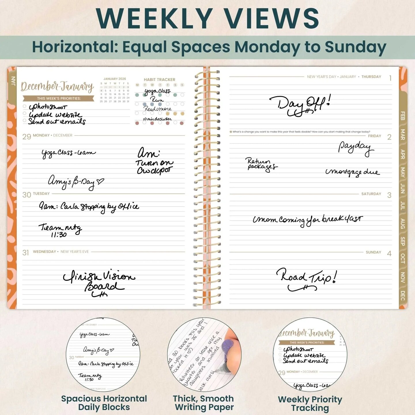 bloom daily planners 2026 Soft Cover Weekly & Monthly Planner, 8.5" x 11", Moments of Grace