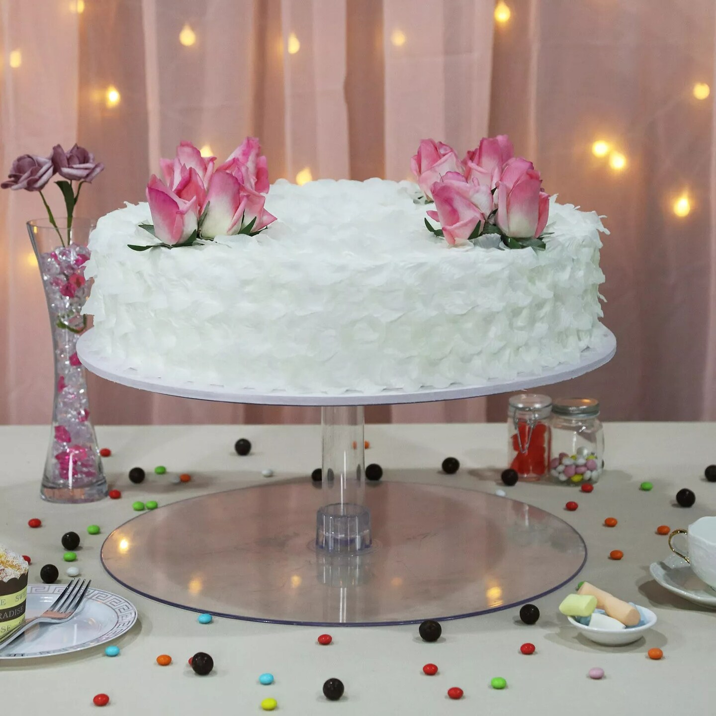 1 18&#x22; Tier Acrylic Birthday Party Catering Display Cake Stand Decorations Events