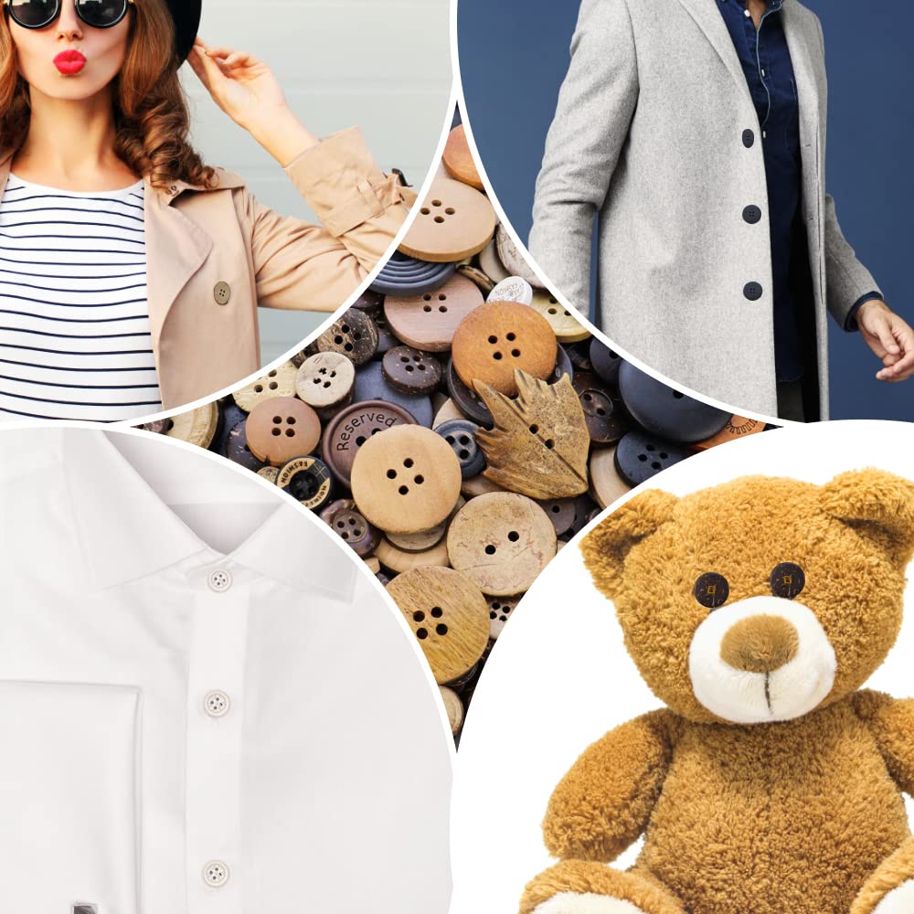 TCOTBE 600 Pcs Assorted Sizes Wooden Buttons Mixed Colors Coconut Shell Wood Handmade Ornament Buttons for Sewing Decorations DIY Arts and Crafts Manual Button Painting