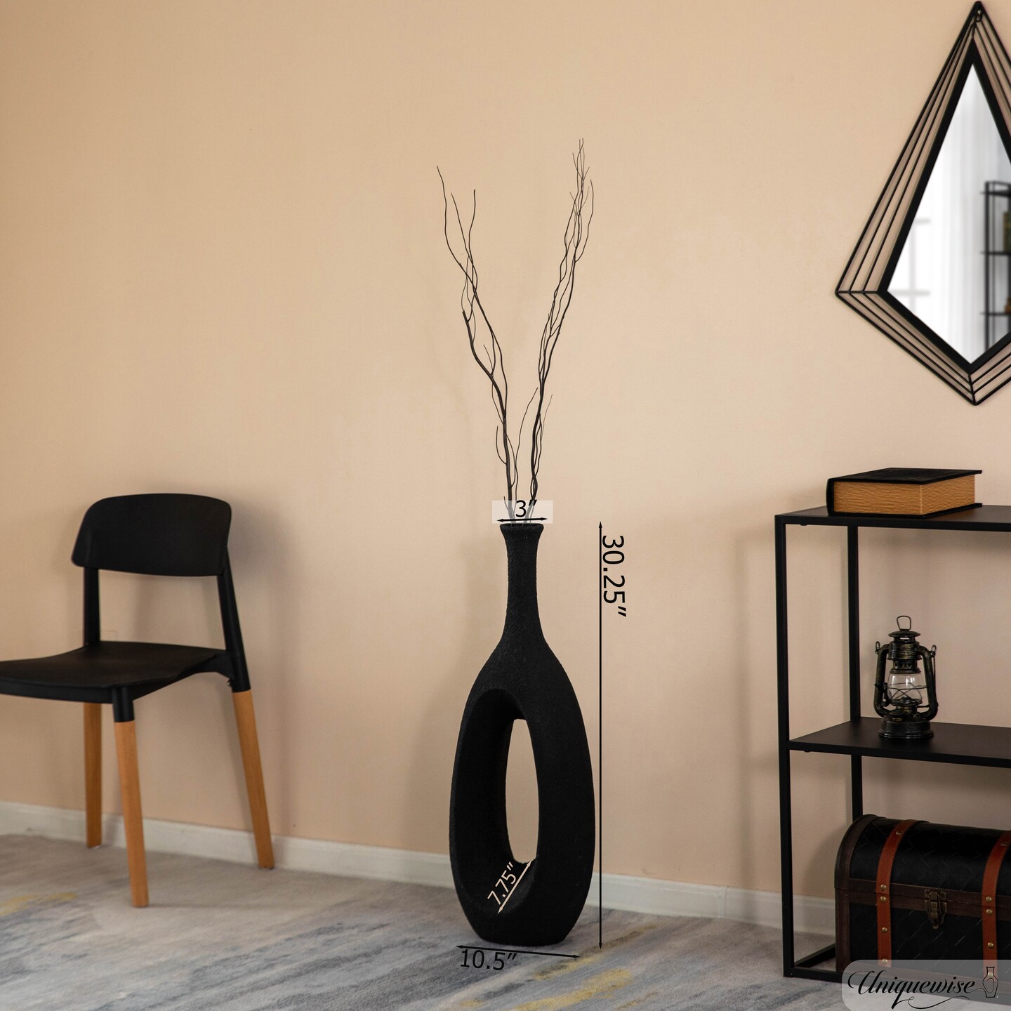 Frosted Fiberglass Tall Floor Vase - Decorative Vase for Modern Home Decor, Perfect for Living Room, Home Office, Bedroom, Kitchen, Coffee Bar, Farmhouse Decor, and Wedding Centerpieces