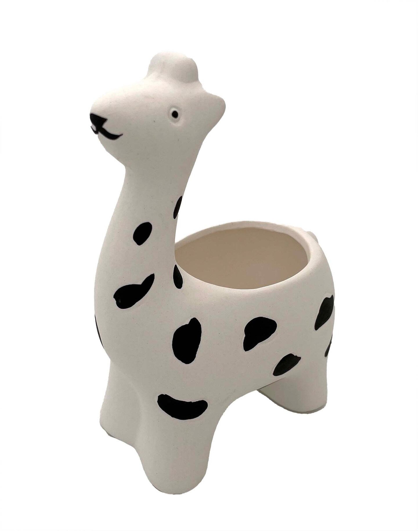 Giraffe Black and White Ceramic Animal Pot - 3&#x22; x 4&#x22; x 5.5&#x22;