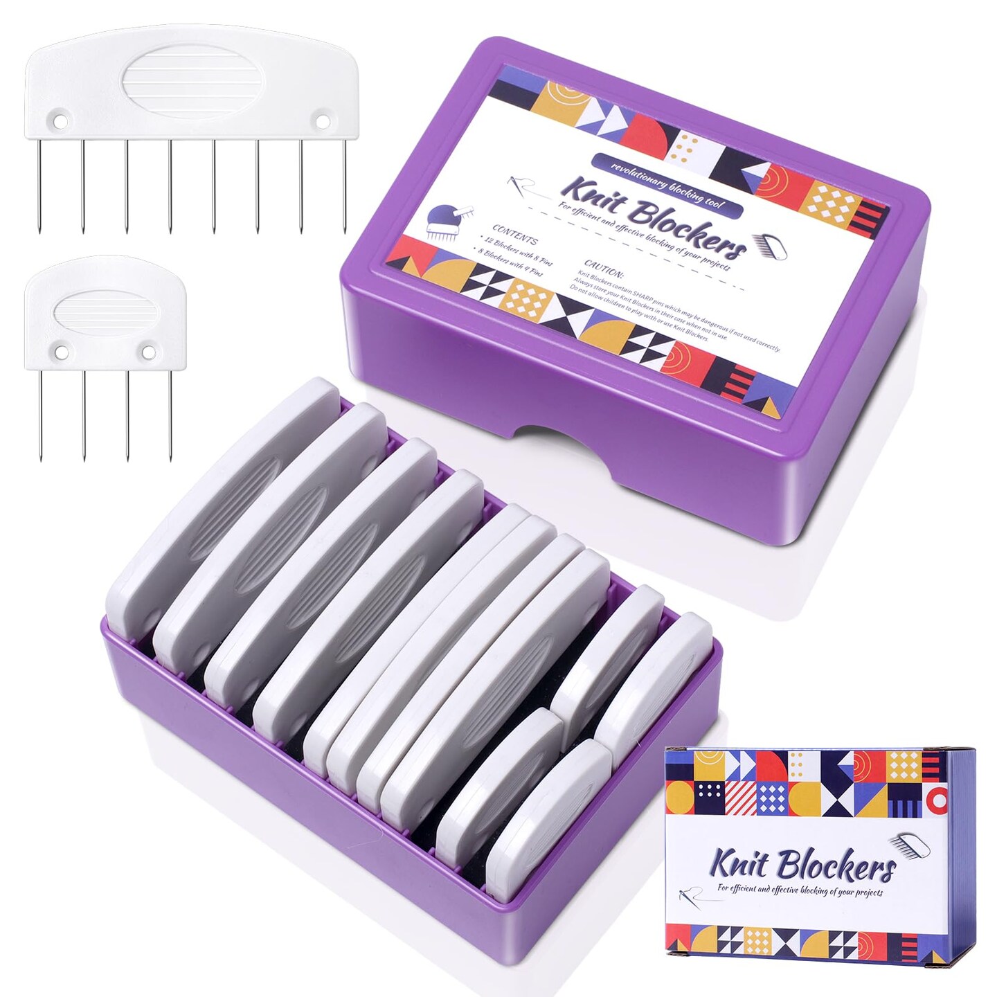 20Pcs Knit Blockers &#x26; Pins Kit, Knit Blocking Combs for Blocking Knitting Crochet Sewing Lace Needlework Projects Tool Device