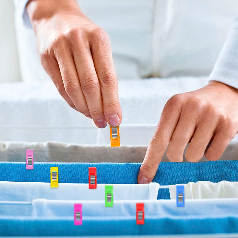 Sewing Clips for Fabric and Quilting 100 Pcs with Tin Box,Sewing Notions Assorted Colors for Craft