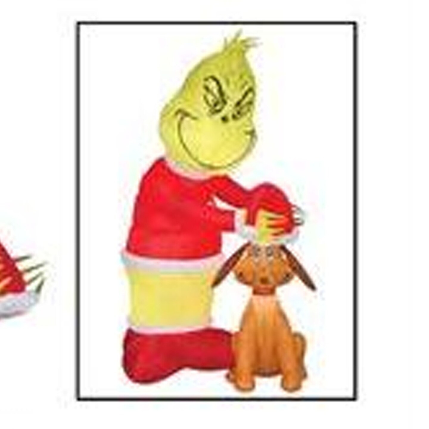 35&#x22; Animated Grinch Inflatable with Santa Hat for Max Christmas Yard Decor