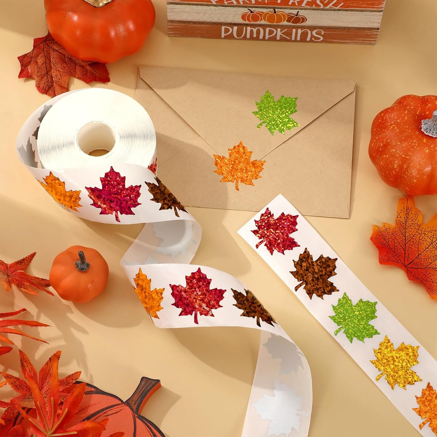 1000Pcs Fall Thanksgiving Stickers (Green)