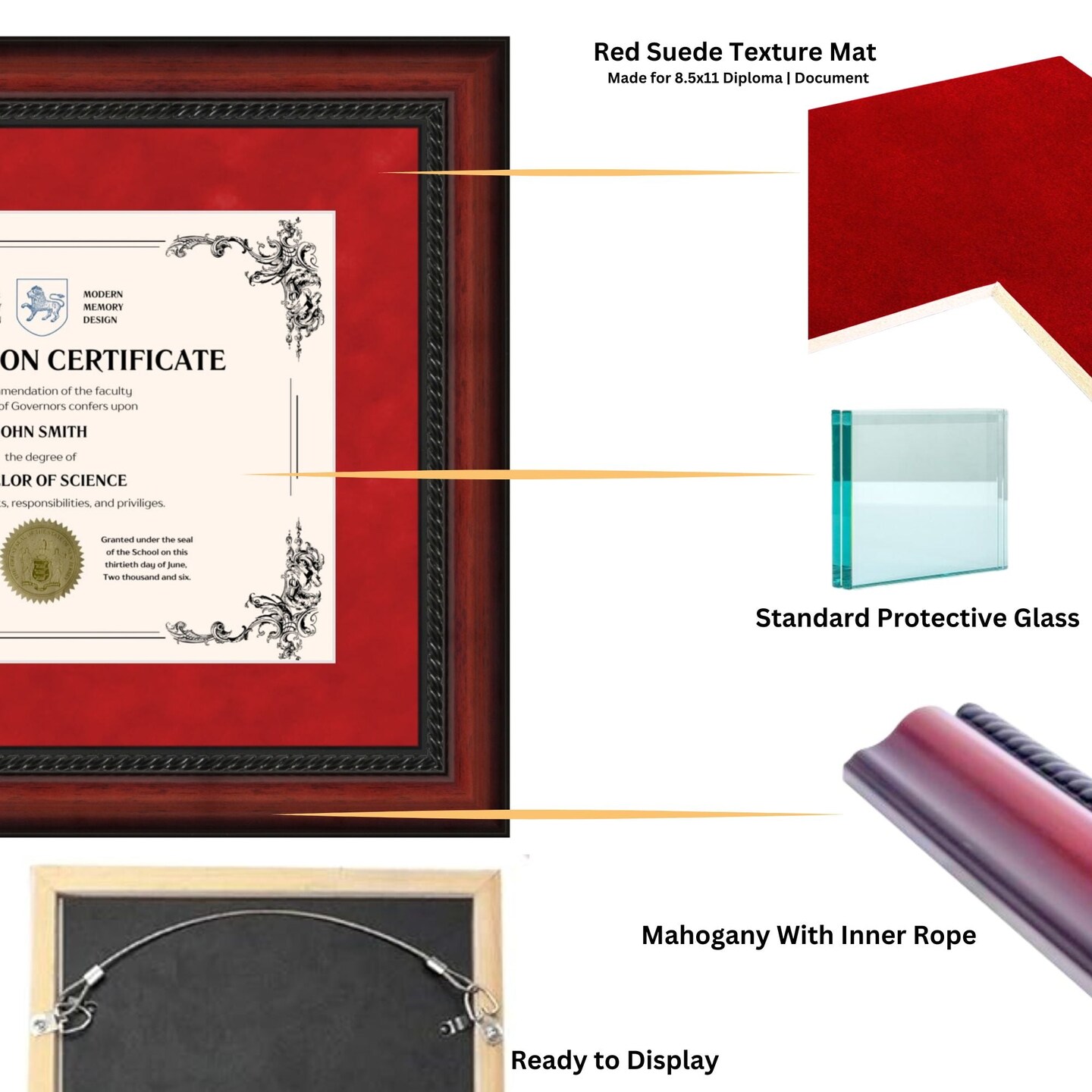 Arizona State University 11x14 Diploma Frame for 8.5x11 Certificate Document