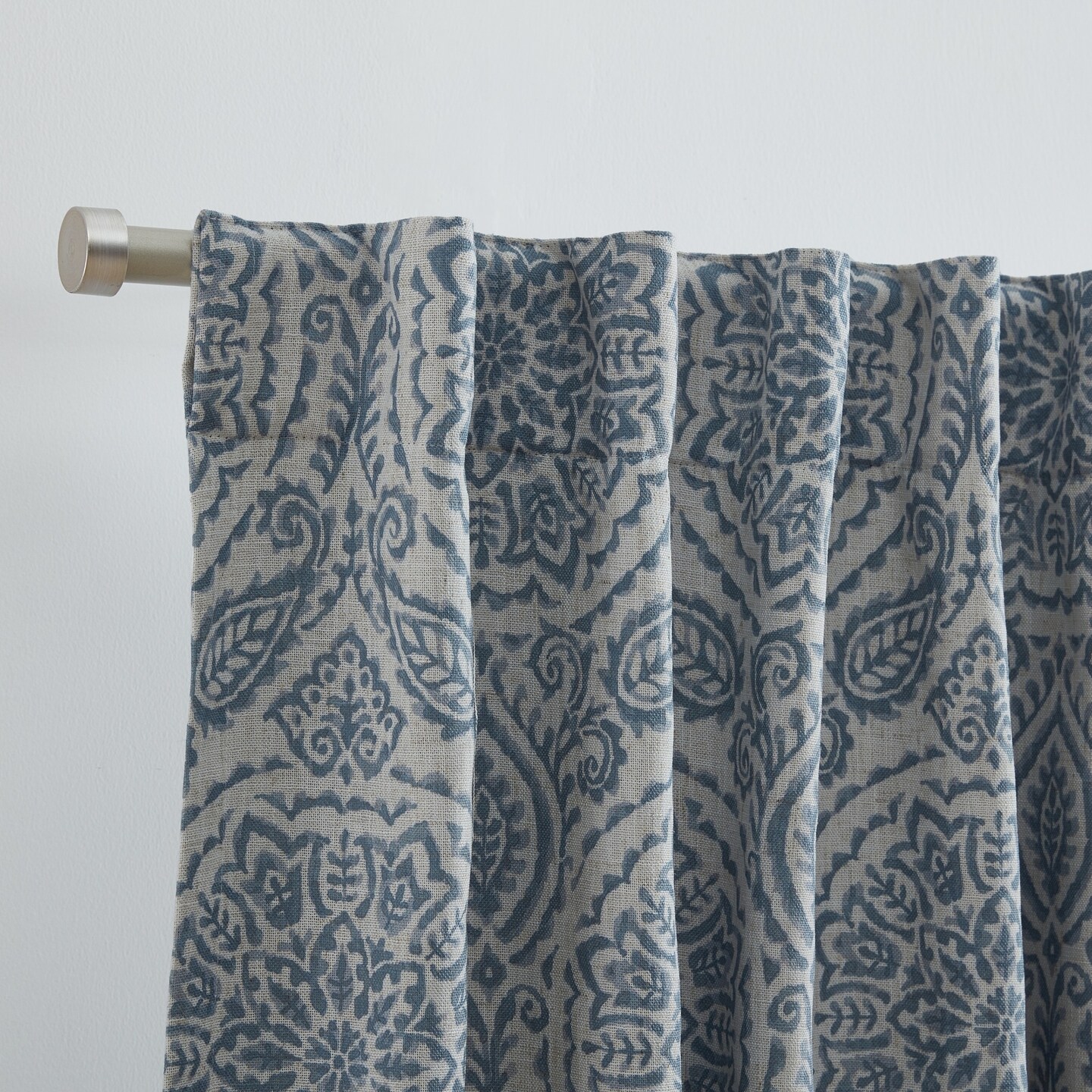 Threadmade Home Giovanni Medallion Blackout Window Curtain Panel, Blue - 52"W x 84"L