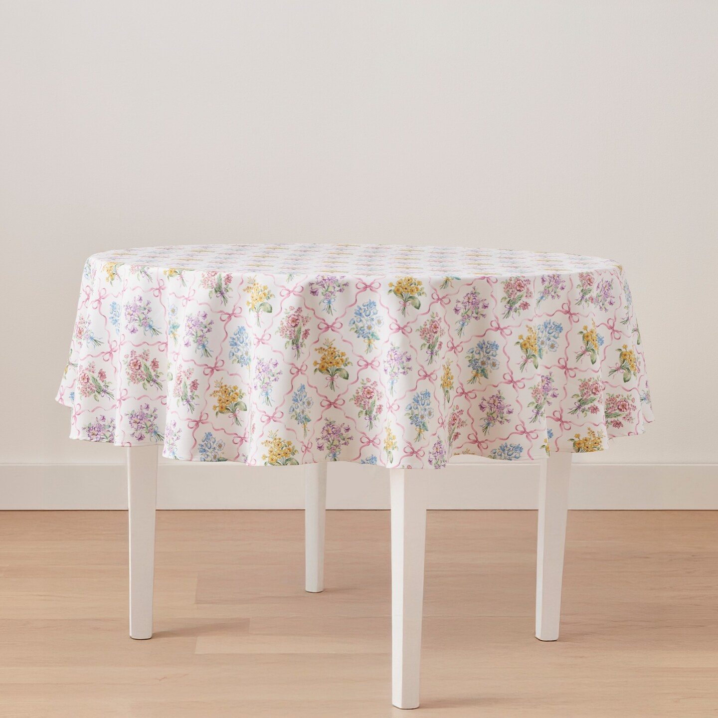 Lenox Bouquet Ribbon Tablecloth, Multicolor - 70"W x 70"L Round