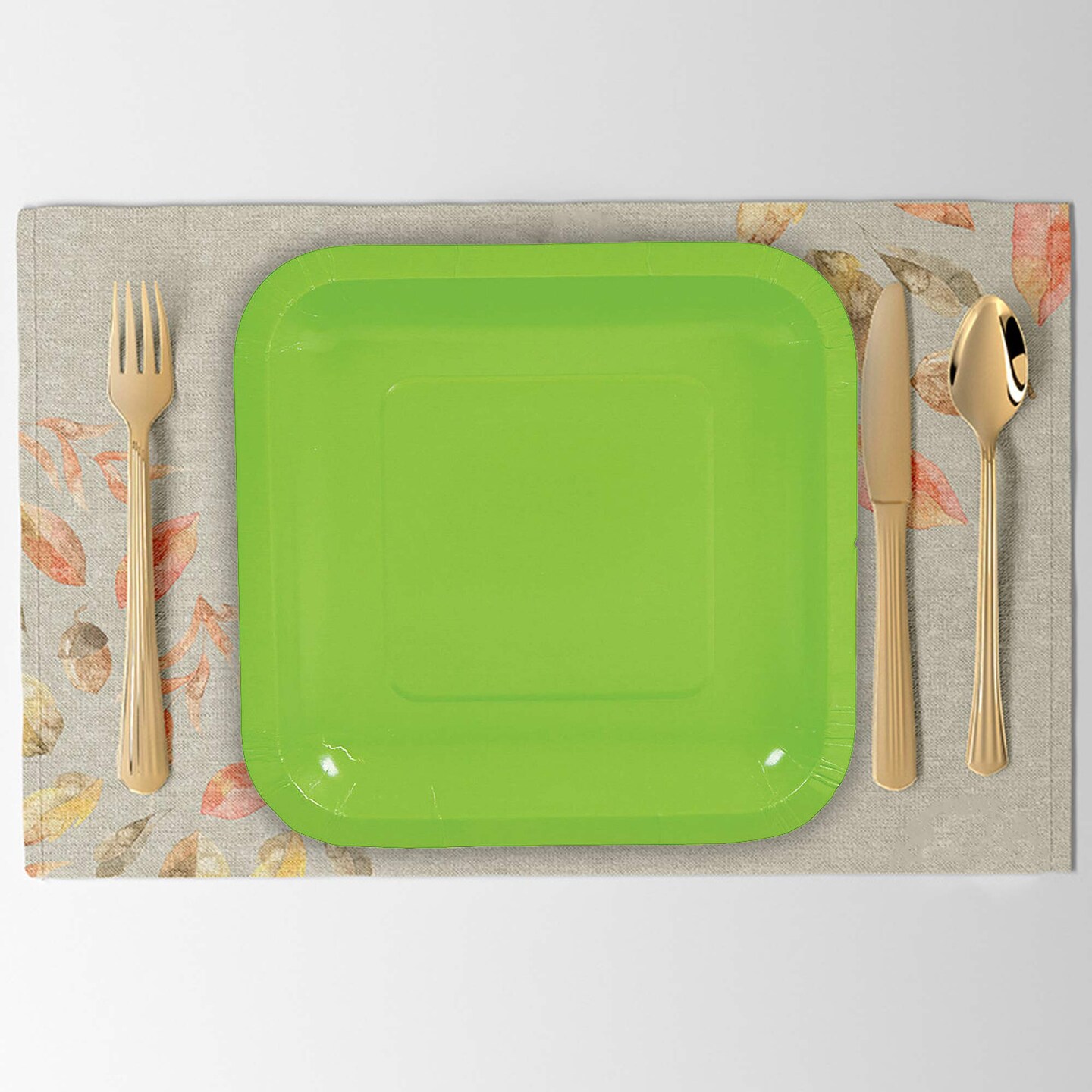 24 Count Lime Green Square Paper Dessert Plates for Birthday Party Shower Picnic Events Easy Cleanup 7 Inch