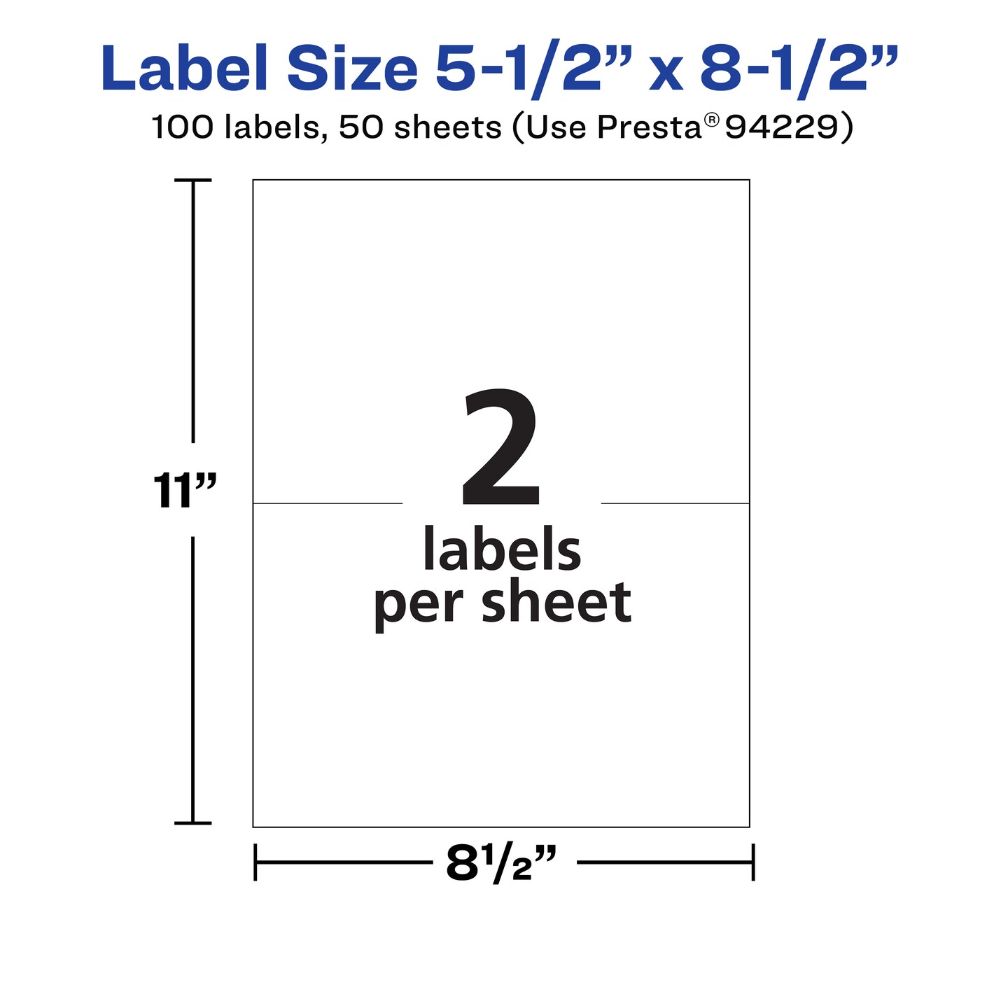 Avery Matte White Removable Rectangle Labels, 5.5" x 8.5"